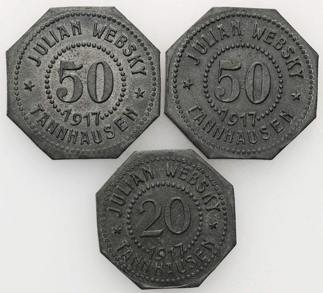 Jedlinka - Julian Websky. 20, 50 fenigów 1917, zestaw 3 monet